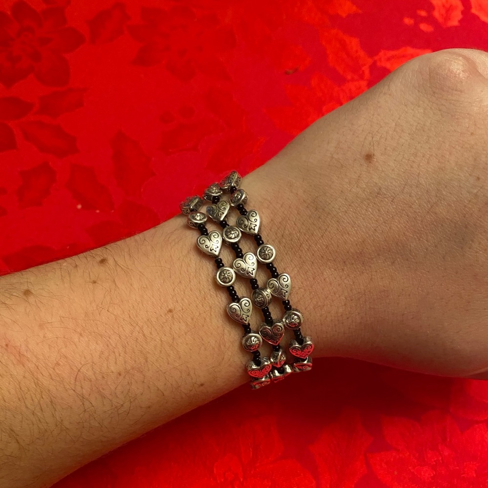 Brighton 3-strand beaded heart bracelet